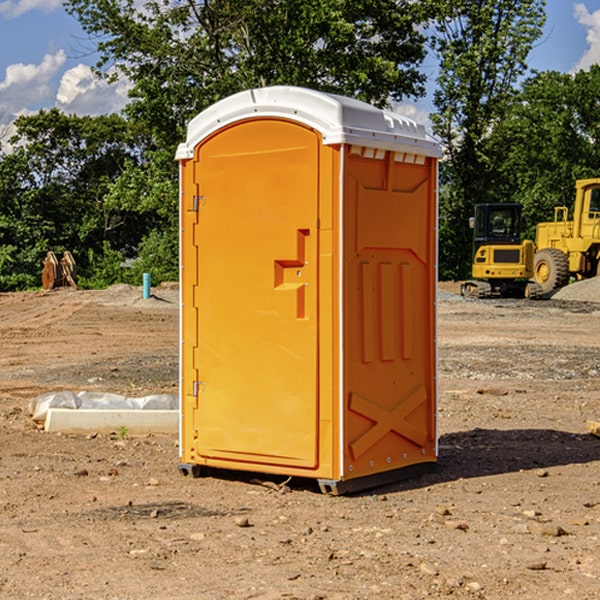 how often are the portable restrooms cleaned and serviced during a rental period in Dolph